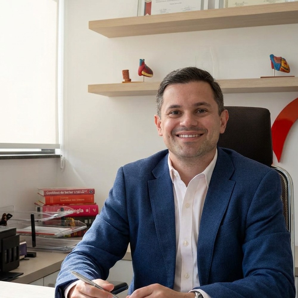 Dr. André Luiz Peretti em seu consultório na Clínica Peretti